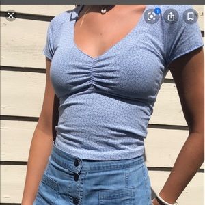 Brandy Melville blue never worn before flower top